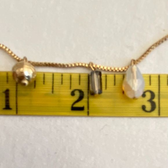 Dainty Necklace Five Charm Gold Tone Chain Princess Length - Picture 7 of 9